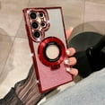 thumbnail image 1 of for Samsung Galaxy S22 Rhinestone Gradient Color Glitter Case, Compatible with MagSafe, Invisible Kickstand & Magnetic Ring Holder, Military Grade Shockproof Bumper Translucent Back Case, Red, 1 of 8