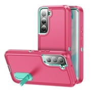 Samsung Galaxy S22+/S22 Plus Shockproof Case with Built-in Metal Kickstand, Dteck 3-Layer Full Body Protection [Without Screen Protector] Rugged Heavy Duty Durable Cover Case, Rose+Mint