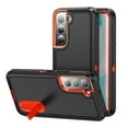 thumbnail image 1 of Samsung Galaxy S22 Shockproof Case with Built-in Metal Kickstand, Dteck 3-Layer Full Body Protection [Without Screen Protector] Rugged Heavy Duty Durable Cover Case, Black+Orange, 1 of 7
