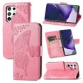 thumbnail image 1 of Samsung Galaxy S22 Ultra 5G Case, Butterfly Embossed Flip Folio Wallet Case Magnetic Closure RFID Blocking Card Slots Kickstand Shockproof Stand Case for Samsung Galaxy S22 Ultra 5G 6.8 inch,Pink, 1 of 9