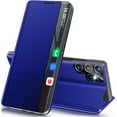 thumbnail image 1 of for Samsung Galaxy S22 Ultra 5G Case View Clear Smart Window Leather for Samsung S22 Ultra Case Slim Mirror Hard PC Kickstand Luxury Flip Shockproof Galaxy S22 Ultra Cover Protective (Blue), 1 of 14