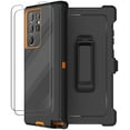 for Samsung Galaxy S22 Ultra Case with Belt Clip Holster, 2X Screen