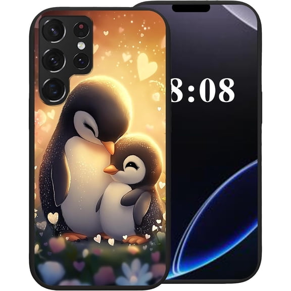 for Samsung Galaxy S22 Ultra Case,Black Soft TPU Silicone Shockproof Protection Cover Phone Case for Galaxy S22 Ultra Cute Amusing Pattern | Cute Penguin