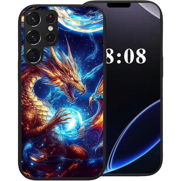 for Samsung Galaxy S22 Ultra Case,Black Soft TPU Silicone Shockproof Protection Cover Phone Case for Galaxy S22 Ultra Cute Amusing Pattern | Star Dragon