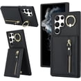 thumbnail image 1 of Samsung Galaxy S22 Ultra Case with Card Holder for Women, Samsung Galaxy S22 Ultra Phone Case Wallet with Credit Card with Ring Kickstand Zipper Shockproof Slim Stand Case - Black, 1 of 18