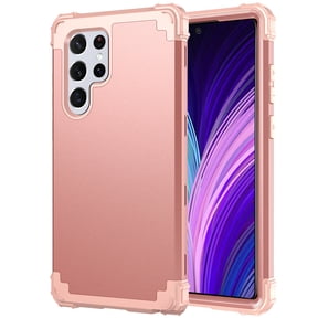 Samsung Galaxy S22 Ultra Case, Dteck Heavy Duty Full Body Military Grade Drop Protective Bumper Shockproof Tough Durable Defender Cover For Samsung Galaxy S22 ultra 5G 6.8 inch,Rosegold