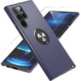 thumbnail image 1 of Samsung Galaxy S22 Ultra Case, Galaxy S22 Ultra Case with HD Screen Protector, [Military Grade] Shockproof Protection Case with 360° Magnetic Ring Holder Kickstand for Samsung S22 Ultra, Blue, 1 of 16
