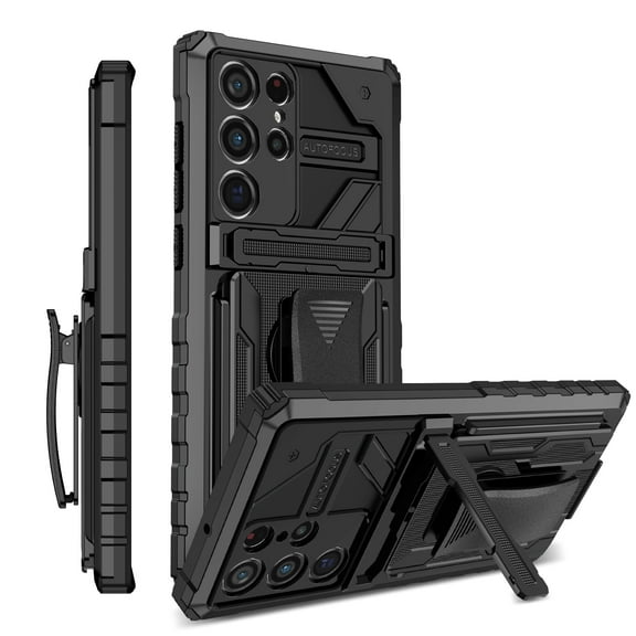 for Samsung Galaxy S22 Ultra Case - Heavy Duty Phone Holster with Belt Clip | with Kickstand | Shockproof, Dual Layer Protective | Drop Protection Hybrid Case for Samsung Galaxy S22 Ultra, Black