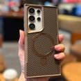 thumbnail image 1 of for Samsung Galaxy S22 Ultra Case Heavy Duty Protection Cover Carbon Fiber Design, Ring Compatible with Magsafe Kickstand Magnetic Built in Stand Rugged Phone Case for Galaxy S22 Ultra, Desertgold, 1 of 7