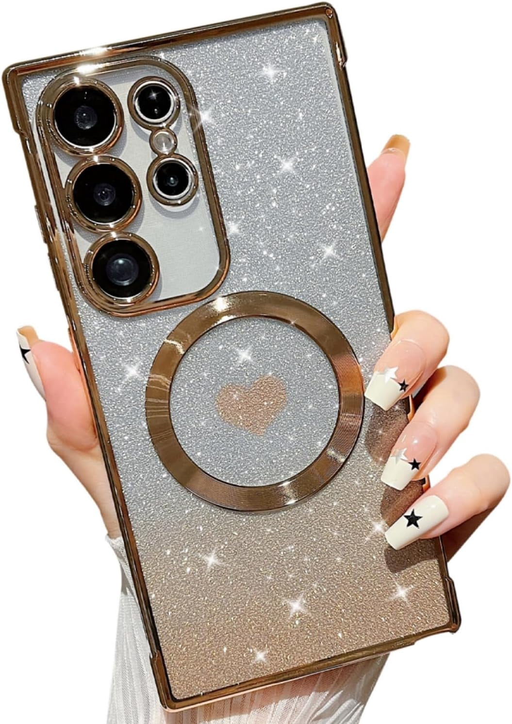 Phylla Phone Case For Google Pixel 9/9 Pro 5g 6.3",Luxury Plating Astronaut Stand Holder Phone Case With Cute Love Heart Side Small Pattern Soft Silicone Shockproof Kickstand Cover Bumper (White - View #3