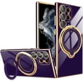 thumbnail image 1 of for Samsung Galaxy S22 Ultra Case with Magnetic Ring Holder [Compatible with Magsafe] [Built-in Camera Lens Protector] Glitter Electroplated Gold Sides Case for Galaxy S22 Ultra Purple, 1 of 6