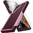 thumbnail image 1 of for Samsung Galaxy S22 Ultra Case, S22 Ultra Case with Self Healing Flexible TPU Screen Protector[2 Pack], Military Grade Dual-Layer Heavy Duty Case for Galaxy S22 Ultra 5G-Pink/Rose Red, 1 of 11