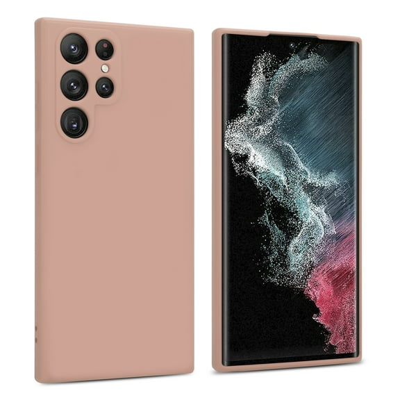 Samsung Galaxy S22 Ultra Case Silky Soft Touch, Liquid Silicone Protective Phone Case Pink