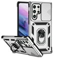 thumbnail image 1 of for Samsung Galaxy S22 Ultra Case, Soft TPU & Hard PC Anti-scratch Sliding Cover Full Protection Ring Stand Rotating Kickstand Holder Magnetic Shockproof Phone Case Cover for Galaxy S22 Ultra,Silver, 1 of 8