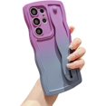 thumbnail image 1 of for Samsung Galaxy S22 Ultra Case with Strap Stand, Cute Gradient Color Wavy S22 Ultra Case with Camera Lens Cover Protect Soft Silicone Bumper Phone Case for Women Men 6.8" (Purple Gray), 1 of 9