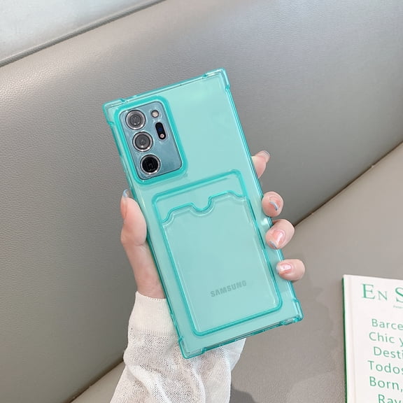 For Samsung Galaxy S22 Ultra Case,Wallet Phone Case Upgrade Slim Fit Card Slot Transparent Crystal Case Protective Soft TPU Shockproof Case with Card Holder for Samsung Galaxy S22 Ultra,Green