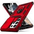 thumbnail image 1 of for Samsung Galaxy S22 Ultra Case,with Camera Lens Cover HD Screen Protector,[Military Grade] Ring Car Mount Kickstand Hybrid Hard PC Soft TPU Shockproof Protective Case for Galaxy S22 Ultra, Red, 1 of 8