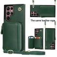 thumbnail image 1 of Samsung Galaxy S22 Ultra Crossbody Wallet Case, Zipper Pocket Phone Case Cross Body Strap with RFID Blocking Carring Bag Credit Card Premium Leather For Samsung Galaxy S22 Ultra, Green, 1 of 10