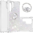 thumbnail image 1 of Samsung Galaxy S22 Ultra Glitter Case with Ring Holder, Floating Liquid Soft TPU Cushion, Fashion Girly Clear Cover -  Colorful, 1 of 14
