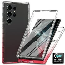 for Samsung Galaxy S22 Ultra Gradient Clear Case with Built-in Screen Protector, Crystal Clear Not Yellowing Case Military Grade Full Body Shockproof Phone Cover for Samsung Galaxy S22 Ultra, Pink