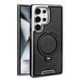 thumbnail image 1 of For Samsung Galaxy S22 Ultra Luxury PU Leather Case with Kickstand 360°Rotatable Invisible Magnetic Ring Stand [Compatible with MagSafe] [Wireless Charging] Phone Cover,Black, 1 of 9