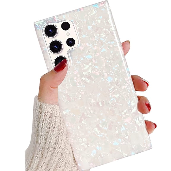 For Samsung Galaxy S22 Ultra Luxury Transparent Shiny Marble Conch Pearly Patterned Clear Slim Soft TPU Protective Back Phone Case Cover For Galaxy S22 Ultra 6.8"