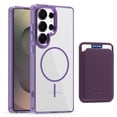 thumbnail image 1 of For Samsung Galaxy S22 Ultra Magnetic Clear Wallet Phone Case,Magnetic Detachable Card Holder,Compatible with Mag-Safe,Military-Grade Protection,Shockproof Transparent Thin Fit Phone Case,Purple, 1 of 8