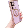 thumbnail image 1 of for Samsung Galaxy S22 Ultra Magnetic Phone Case Compatible with MagSafe Cute Rose Flower Case for Women Girl Luxury Plating Camera Lens Protect Soft Silicone S22 Ultra Case 6.8" (Purple), 1 of 11
