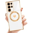 thumbnail image 1 of for Samsung Galaxy S22 Ultra Magnetic Phone Case Luxury Plating Cute Love Heart [Compatible with Magsafe] Slim Fit Shockproof Full Body Protective Case for Women Girls-White, 1 of 6