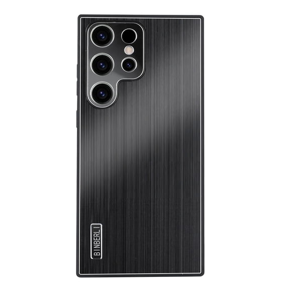 for Samsung Galaxy S22 Ultra Metal Back Case, Luxury Anti-fingerprint Drop Protective Anti-Scratch Shockproof Thin Fit TPU Frame Phone Case Cover for Samsung Galaxy S22 Ultra, Black