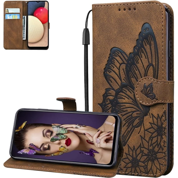 for Samsung Galaxy S22 Ultra (Not S22) Case Butterfly for Women Girls,Vintage Butterflies PU Leather with ID Credit Card Wallet Case Case for Samsung Galaxy S22 Ultra Retro Brown