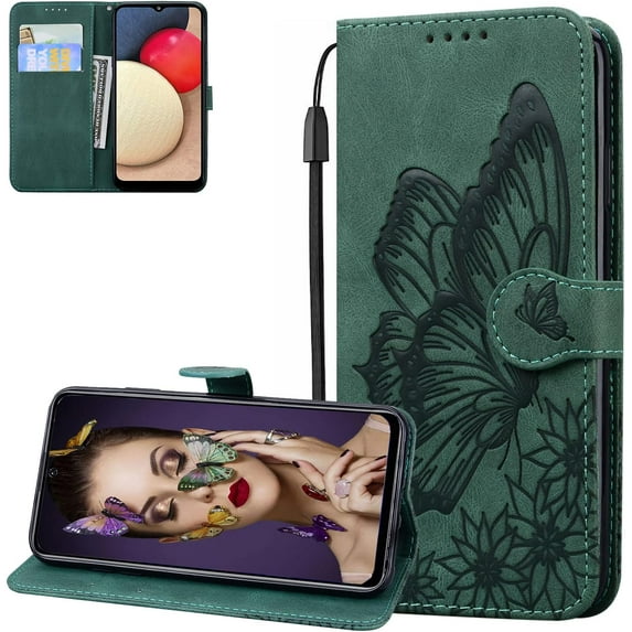 for Samsung Galaxy S22 Ultra (Not S22) Case Butterfly for Women Girls,Vintage Butterflies PU Leather with ID Credit Card Wallet Case Case for Samsung Galaxy S22 Ultra Retro Green