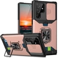 thumbnail image 1 of for Samsung Galaxy S22 Ultra (Not S22) Sliding Window Case with Card Holders, Cover with Slide Camera Protection Built-in Magnetic Kickstand Case for Samsung Galaxy S22 Ultra TC Rose Gold, 1 of 8
