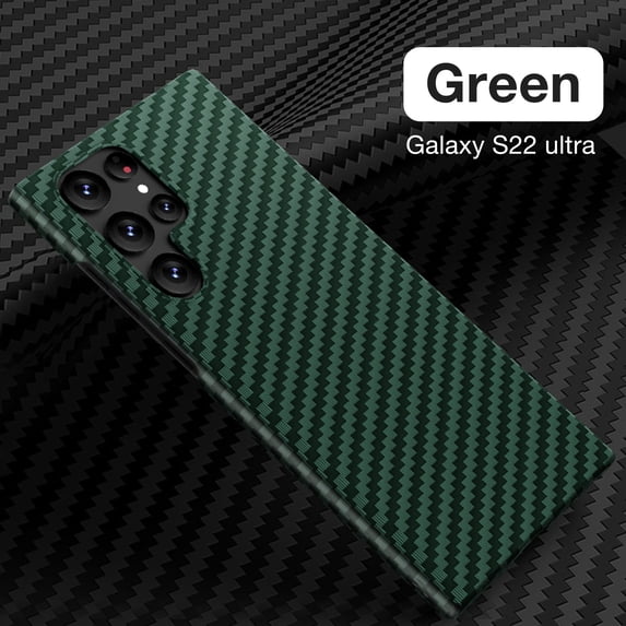 for Samsung Galaxy S22 Ultra Phone Case,Slim Hard PC + Soft TPU Anti-Scratch Shock Absorption Carbon Fibre Durable Protective Case Wireless Charing Cover for Samsung Galaxy S22 Ultra, Green