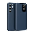 thumbnail image 1 of for Samsung Galaxy S22 Ultra Smart Wallet Phone Case, Protective Cover with Smart Small Screen View, Finger Tap Control, Slim Design, Card Holder Pocket, PU Leather Flip Cover, Blue, 1 of 6