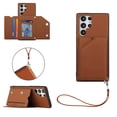 thumbnail image 1 of for Samsung Galaxy S22 Ultra Wallet Case with Card Holder Case with RFID Blocking Card Slots, Double Magnetic Clasp Durable Shockproof Kickstand Detachable Wrist Strap Cover,Brown, 1 of 6