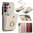 thumbnail image 1 of for Samsung Galaxy S22 Ultra Wallet Case with Card Holder, PU Leather Case with Ring Holder Kickstand, Snap Button Card Slots Case for Women Men for S22 Ultra with Crossbody Strap - Beige, 1 of 8