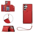 thumbnail image 1 of for Samsung Galaxy S22 Ultra Wallet Case with Card Holder Case with RFID Blocking Card Slots, Double Magnetic Clasp Durable Shockproof Kickstand Detachable Wrist Strap Cover,Red, 1 of 6