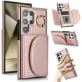 thumbnail image 1 of for Samsung Galaxy S22 Ultra Wallet Case with Card Holder Women Men, Flip PU Leather Kickstand Shockproof Protective Phone Cover Magnetic Clasp 360 Rotation Ring Stand for Samsung S22 Ultra, Rosegold, 1 of 7