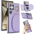 thumbnail image 1 of for Samsung Galaxy S22 Ultra Wallet Case with Card Holder Women Men, Flip PU Leather Kickstand Shockproof Protective Phone Cover Magnetic Clasp 360 Rotation Ring Stand for Samsung S22 Ultra, Purple, 1 of 7