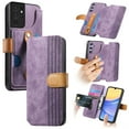 thumbnail image 1 of for Samsung Galaxy S22 Ultra Wallet Case with Card Slots&Cash Slot【RFID Blocking】, With Wrist Kickstand,Flip Folio Book PU Leather  Shockproof Anti-fall Rugged Phone case Cover For Women Men,Purple, 1 of 11