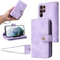 thumbnail image 1 of for Samsung Galaxy S22 Ultra Wallet Case, [Card Slots] PU Leather ID Credit Holder Folio Flip Kickstand Magnetic Clasp Phone Cover & Lanyard & Shoulder Strap for Samsung Galaxy S22 Ultra, Purple, 1 of 9