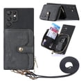 thumbnail image 1 of for Samsung Galaxy S22 Ultra Wallet Case, Crossbody Phone Purse with Card Holder for Women, Zipper PU Leather Carrying Cover Gift with Shoulder Strap Kickstand Anti-drop for S22 Ultra - Black, 1 of 10