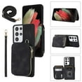 thumbnail image 1 of for Samsung Galaxy S22 Ultra Wallet Case Crossbody Strap, Zipper Phone Case with Card Holder Wrist Strap Purse Cover with Kickstand Compatible with Samsung Galaxy S22 Ultra 6.8 inch - Black, 1 of 8