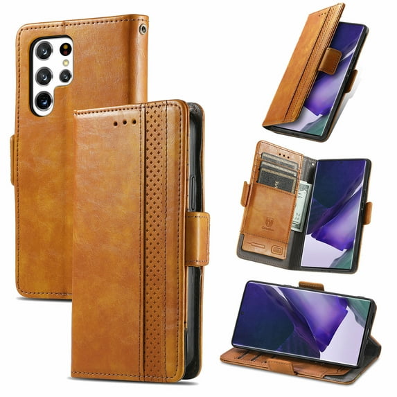 Samsung Galaxy S22 Ultra Wallet Case, Dteck PU Leather Magnetic Flip Stand Case for Samsung Galaxy S22 Ultra 6.8 inch 2022, Lightbrown
