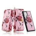 thumbnail image 1 of for Samsung Galaxy S22 Ultra Wallet Case - Magnetic Detachable Back Case with RFID Blocking Card Holder, Hand Strap & Crossbody Strap, Floral Flower PU Leather Flip Cover Case for Women Girls, Pink, 1 of 1