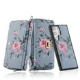 thumbnail image 1 of for Samsung Galaxy S22 Ultra Wallet Case - Magnetic Detachable Back Case with RFID Blocking Card Holder, Hand Strap & Crossbody Strap, Floral Flower PU Leather Flip Cover Case for Women Girls, Grey, 1 of 10
