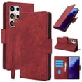 thumbnail image 1 of for Samsung Galaxy S22 Ultra Wallet Case, [RFID Blocking] Card Holder Kickstand PU Leather Flip Wallet Phone Case Shockproof Protective Cover Compatible with Samsung Galaxy S22 Ultra, Red, 1 of 7
