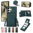 thumbnail image 1 of for Samsung Galaxy S22 Ultra Wallet Case with Shoulder Lanyard Strap, Crossbody Phone Case with Card Holder Slots for Women Girls, Luxury PU Leather Flip Stand Purse Cover Shockproof Case, Green, 1 of 9