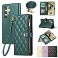 thumbnail image 1 of for Samsung Galaxy S22 Ultra Wallet Case with Zipper Pocket Card Holder & Crossbody Lanyard Strap & Wrist Strap, Flip Stand PU Leather Magnetic Folio Purse Case for Galaxy S22 Ultra, Green, 1 of 9